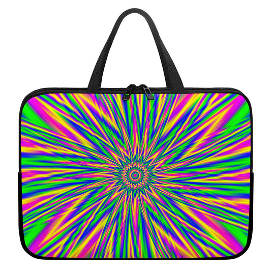 Vibrant Psychedelic Optical Illusion Laptop Sleeve With Handle