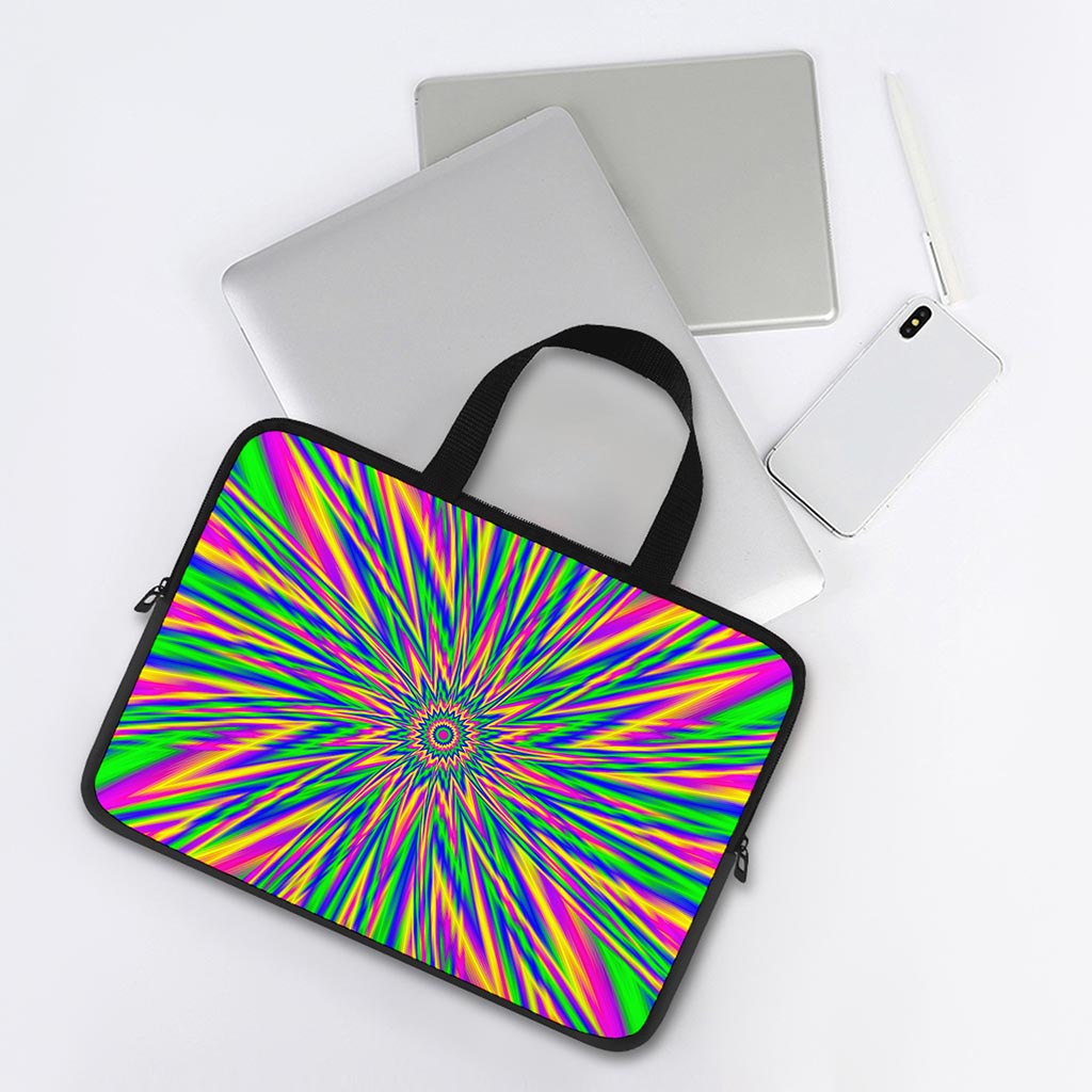 Vibrant Psychedelic Optical Illusion Laptop Sleeve With Handle