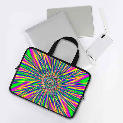 Vibrant Psychedelic Optical Illusion Laptop Sleeve With Handle