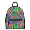 Vibrant Psychedelic Optical Illusion Leather Backpack