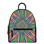 Vibrant Psychedelic Optical Illusion Leather Backpack