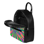 Vibrant Psychedelic Optical Illusion Leather Backpack