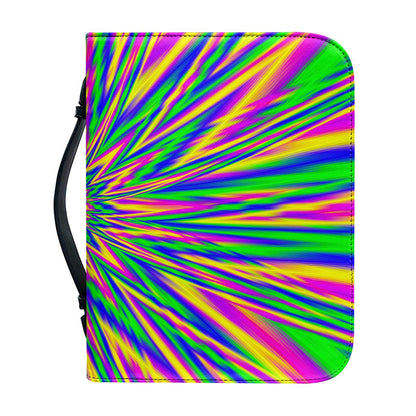Vibrant Psychedelic Optical Illusion Leather Bible Cover