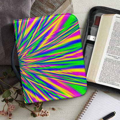 Vibrant Psychedelic Optical Illusion Leather Bible Cover