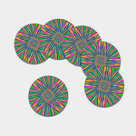Vibrant Psychedelic Optical Illusion Leather Coaster Set
