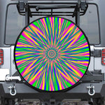 Vibrant Psychedelic Optical Illusion Leather Spare Tire Cover