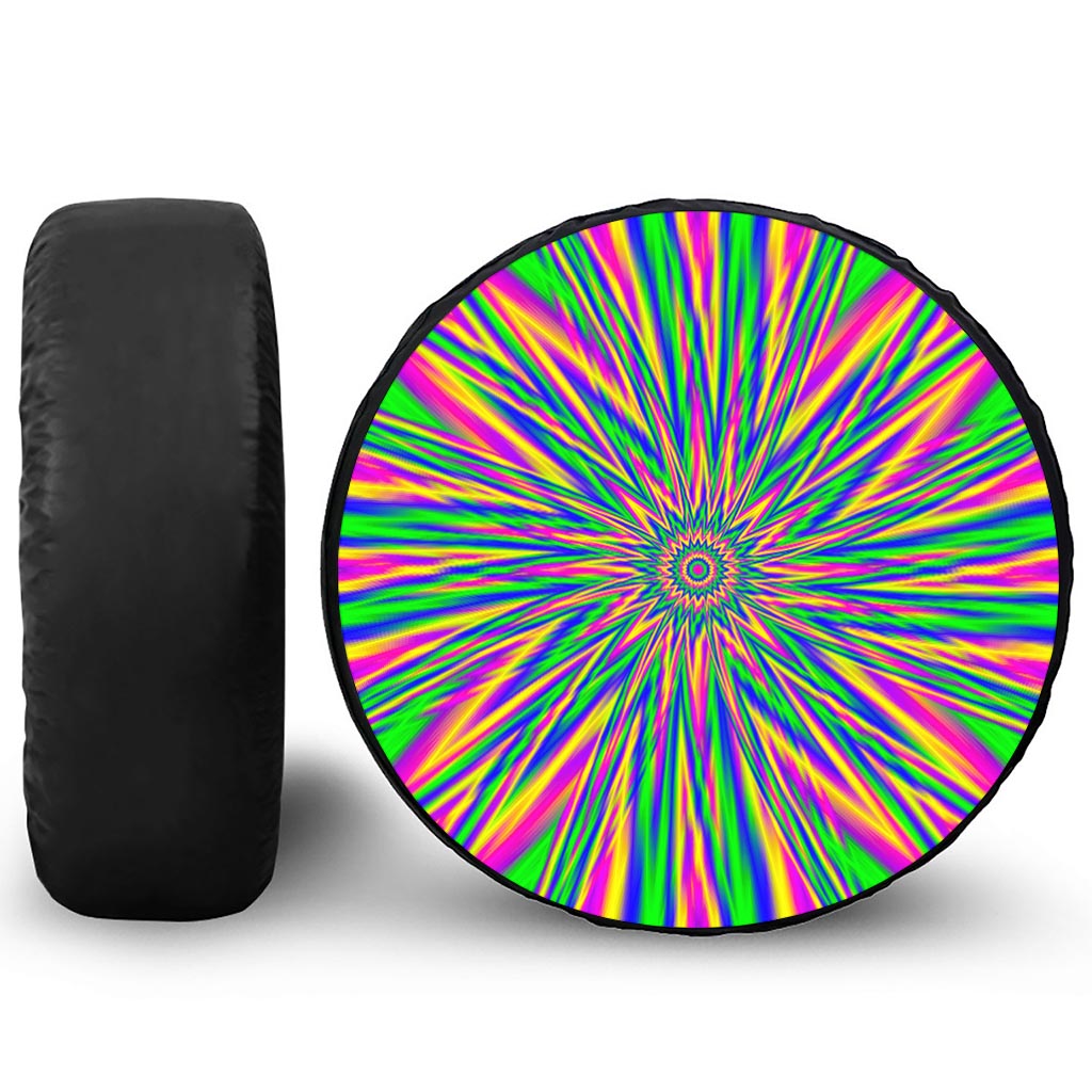 Vibrant Psychedelic Optical Illusion Leather Spare Tire Cover