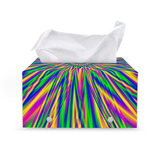 Vibrant Psychedelic Optical Illusion Leather Tissue Box Cover