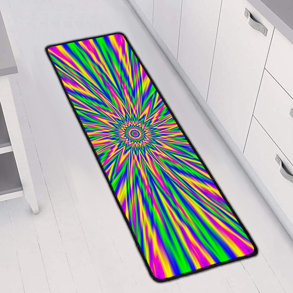 Vibrant Psychedelic Optical Illusion Long Kitchen Mat