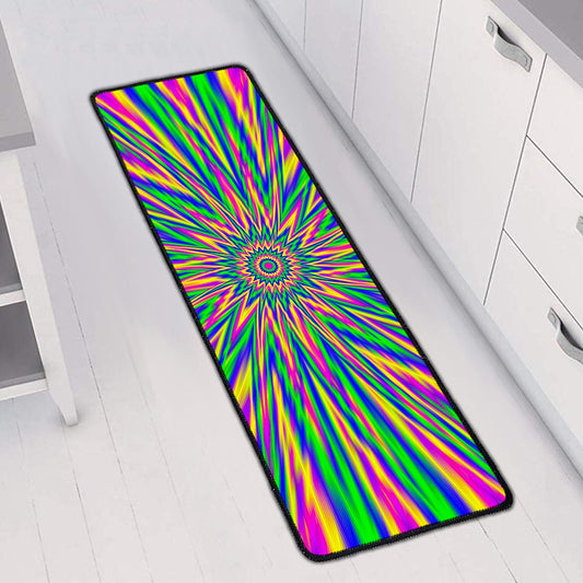 Vibrant Psychedelic Optical Illusion Long Kitchen Mat