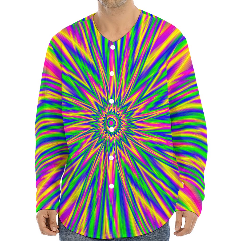 Vibrant Psychedelic Optical Illusion Long Sleeve Baseball Jersey