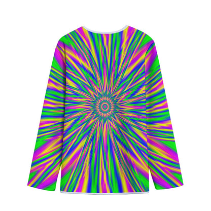 Vibrant Psychedelic Optical Illusion Long Sleeve Short Coat
