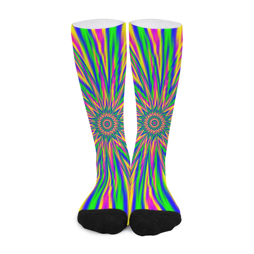 Vibrant Psychedelic Optical Illusion Long Socks