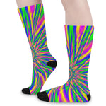 Vibrant Psychedelic Optical Illusion Long Socks