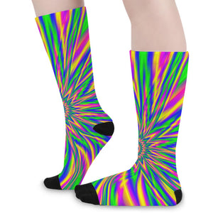 Vibrant Psychedelic Optical Illusion Long Socks