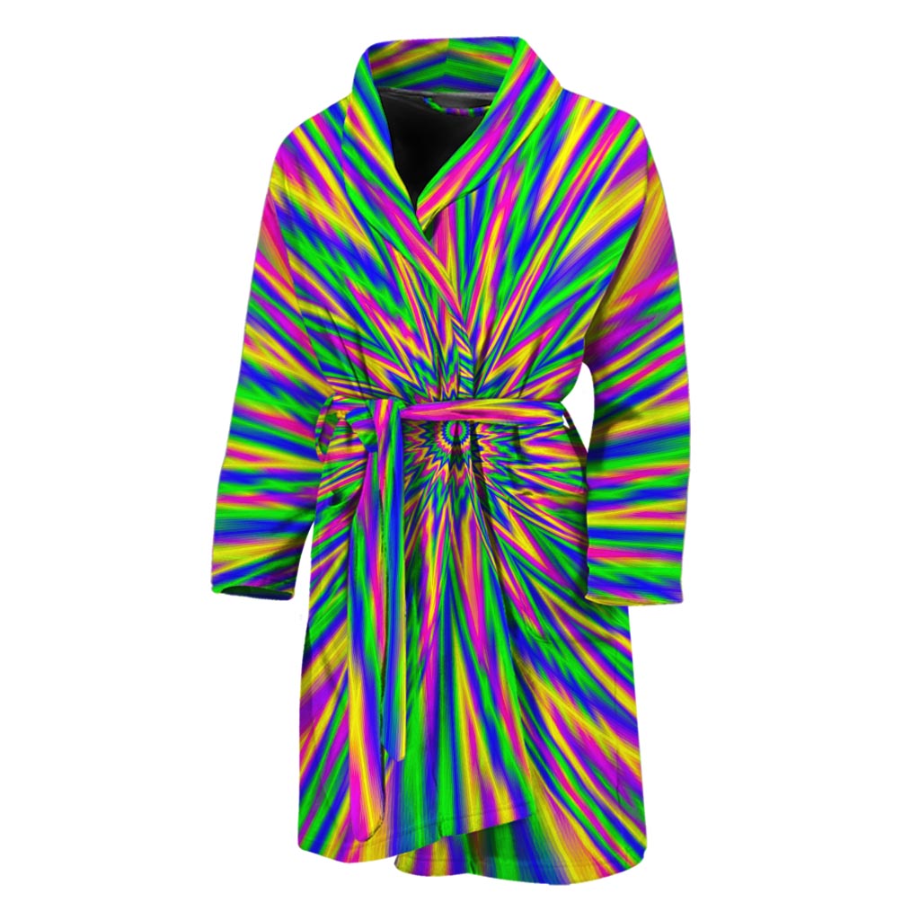 Vibrant Psychedelic Optical Illusion Men's Bathrobe