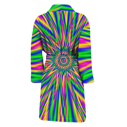 Vibrant Psychedelic Optical Illusion Men's Bathrobe