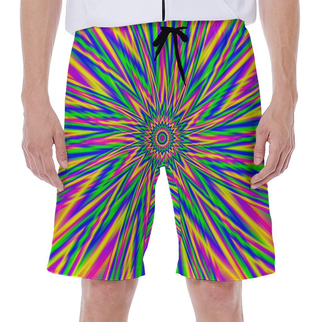 Vibrant Psychedelic Optical Illusion Men's Beach Shorts