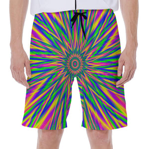 Vibrant Psychedelic Optical Illusion Men's Beach Shorts