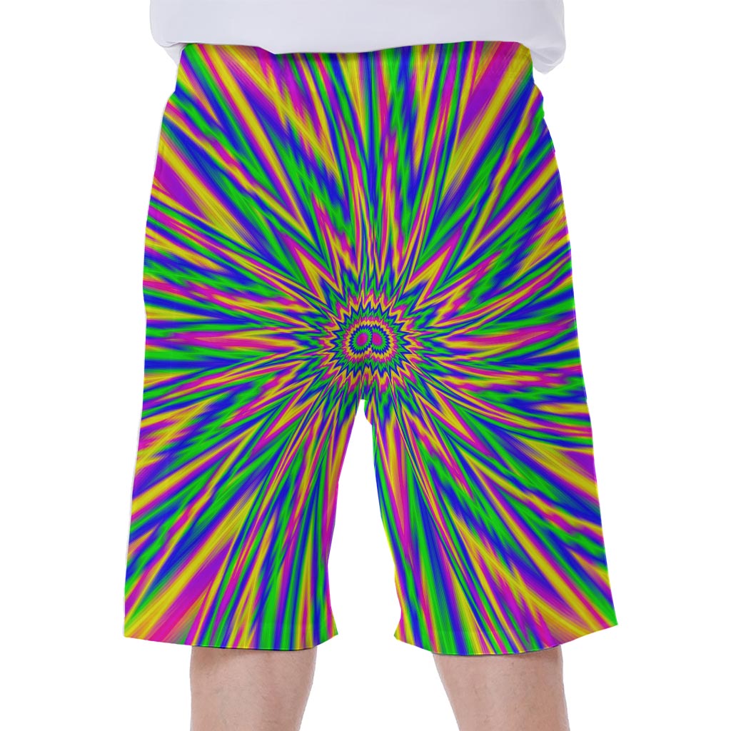 Vibrant Psychedelic Optical Illusion Men's Beach Shorts