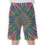 Vibrant Psychedelic Optical Illusion Men's Beach Shorts