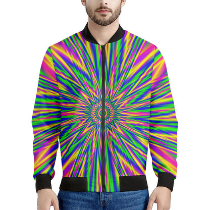 Vibrant Psychedelic Optical Illusion Men's Bomber Jacket