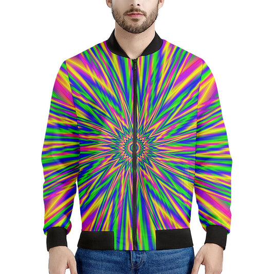 Vibrant Psychedelic Optical Illusion Men's Bomber Jacket