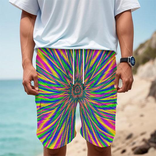 Vibrant Psychedelic Optical Illusion Men's Cargo Shorts