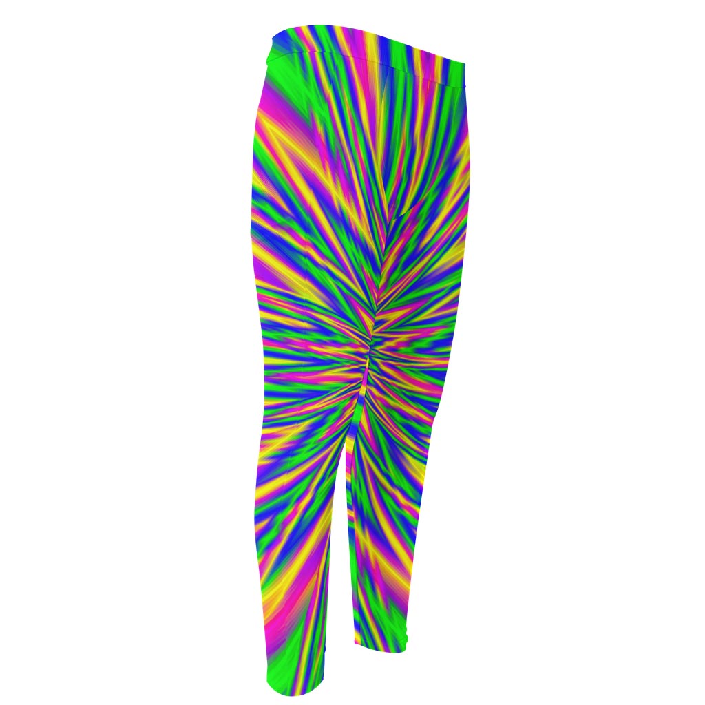 Vibrant Psychedelic Optical Illusion Men's Compression Pants