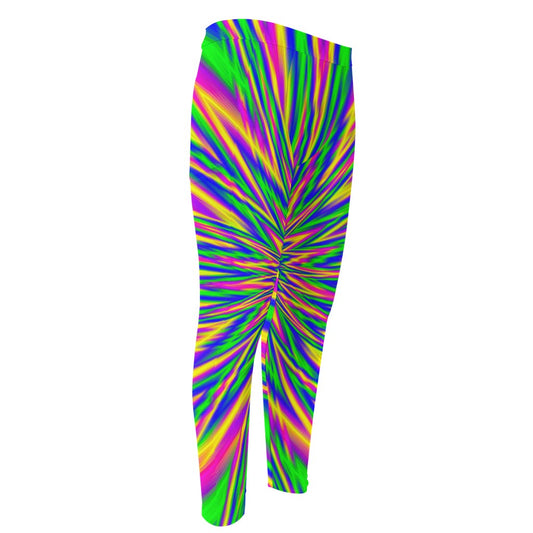 Vibrant Psychedelic Optical Illusion Men's Compression Pants