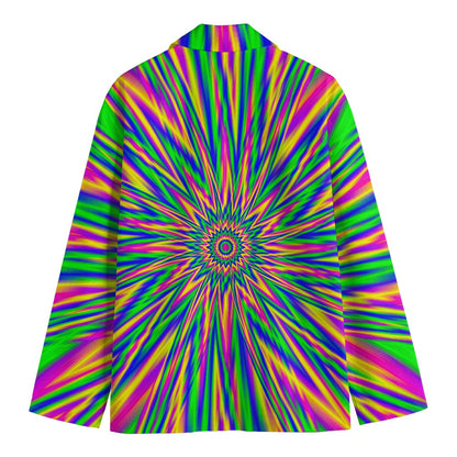 Vibrant Psychedelic Optical Illusion Men's Cotton Blazer