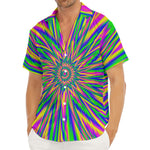 Vibrant Psychedelic Optical Illusion Men's Deep V-Neck Shirt