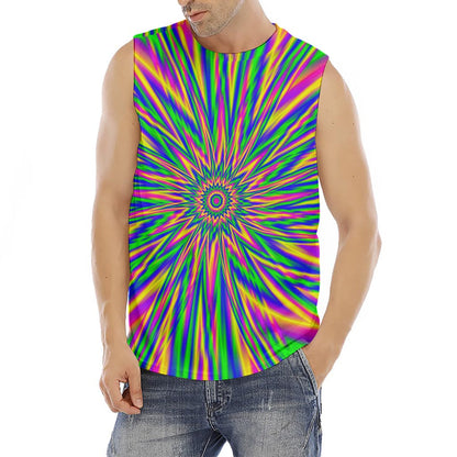 Vibrant Psychedelic Optical Illusion Men's Fitness Tank Top