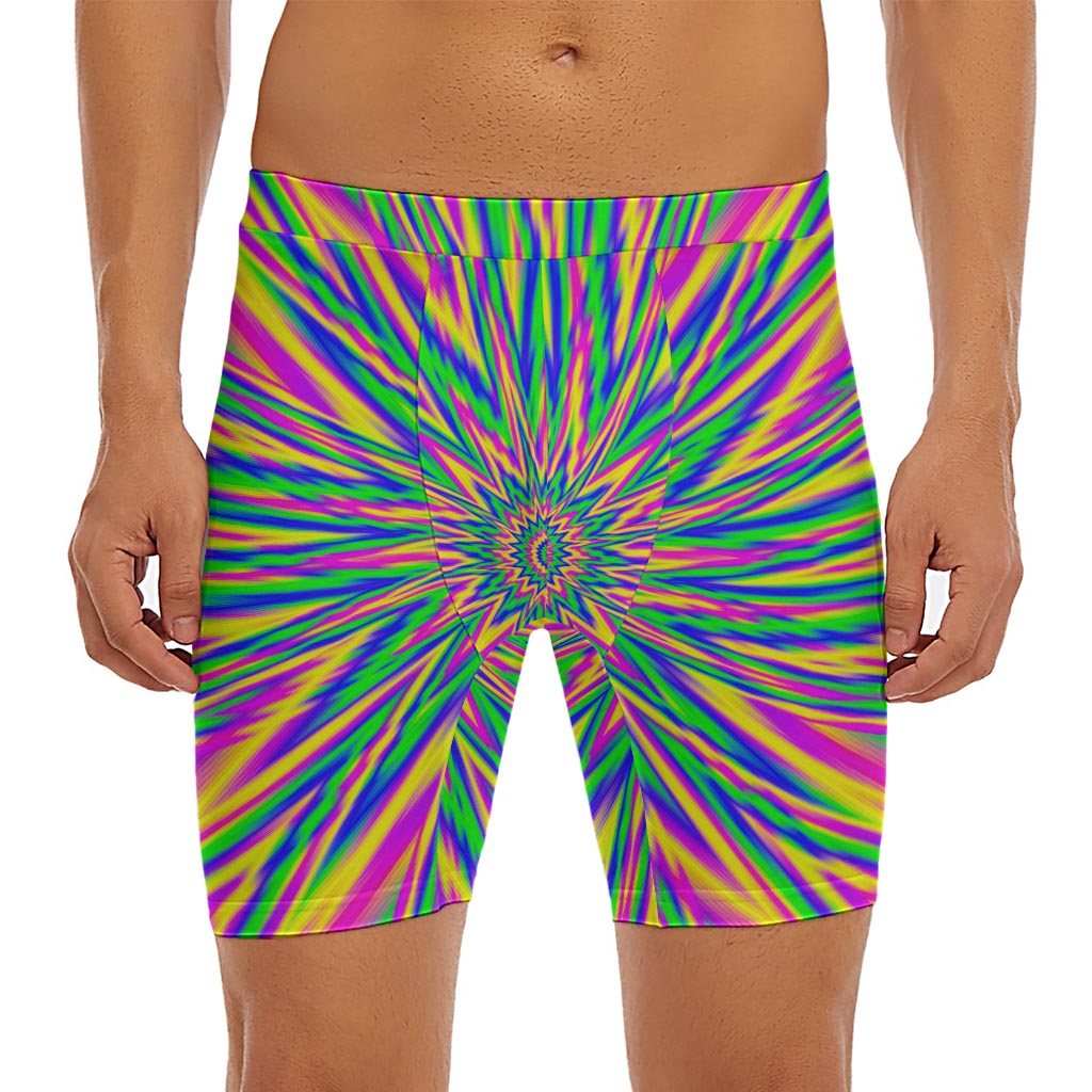 Vibrant Psychedelic Optical Illusion Men's Long Boxer Briefs