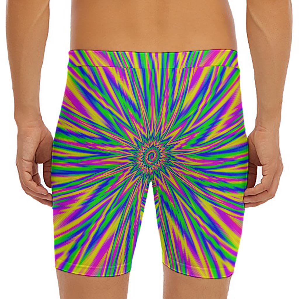 Vibrant Psychedelic Optical Illusion Men's Long Boxer Briefs