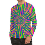 Vibrant Psychedelic Optical Illusion Men's Long Sleeve Rash Guard