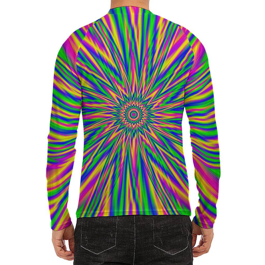 Vibrant Psychedelic Optical Illusion Men's Long Sleeve Rash Guard