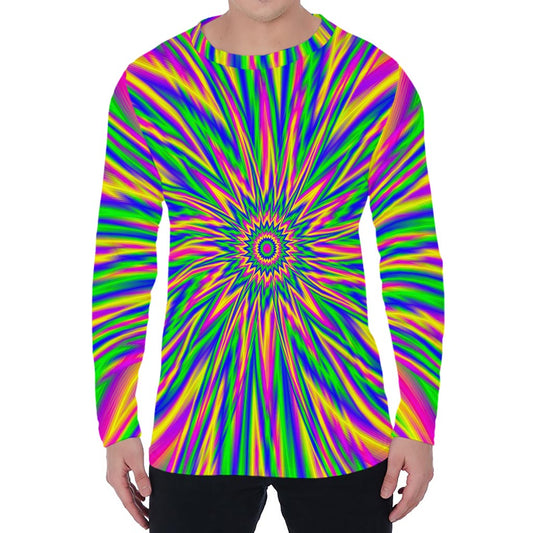 Vibrant Psychedelic Optical Illusion Men's Long Sleeve T-Shirt