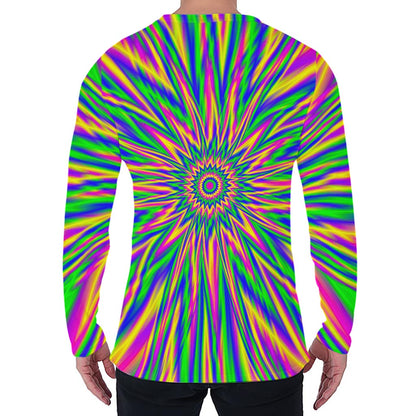 Vibrant Psychedelic Optical Illusion Men's Long Sleeve T-Shirt