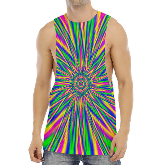 Vibrant Psychedelic Optical Illusion Men's Muscle Tank Top