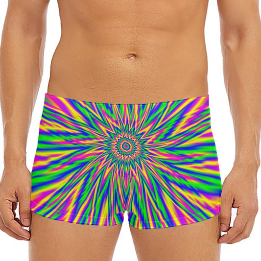 Vibrant Psychedelic Optical Illusion Men's Short Boxer Briefs