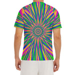 Vibrant Psychedelic Optical Illusion Men's Short Sleeve Rash Guard