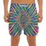 Vibrant Psychedelic Optical Illusion Men's Split Running Shorts