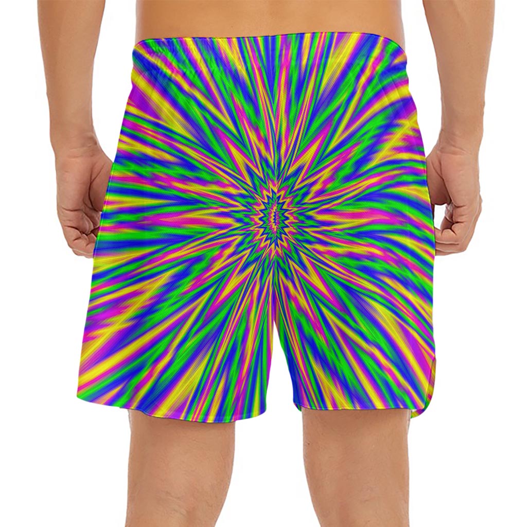 Vibrant Psychedelic Optical Illusion Men's Split Running Shorts