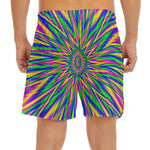 Vibrant Psychedelic Optical Illusion Men's Split Running Shorts