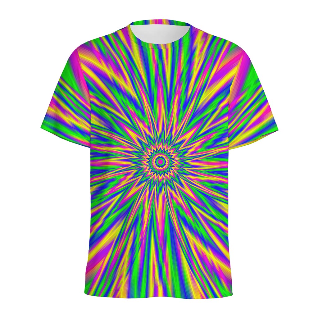 Vibrant Psychedelic Optical Illusion Men's Sports T-Shirt
