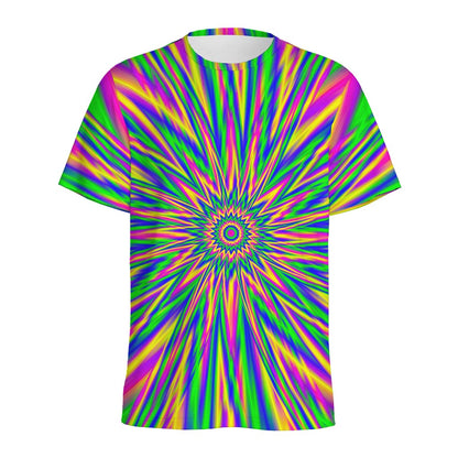 Vibrant Psychedelic Optical Illusion Men's Sports T-Shirt
