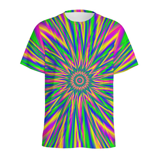 Vibrant Psychedelic Optical Illusion Men's Sports T-Shirt