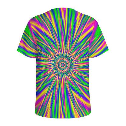 Vibrant Psychedelic Optical Illusion Men's Sports T-Shirt