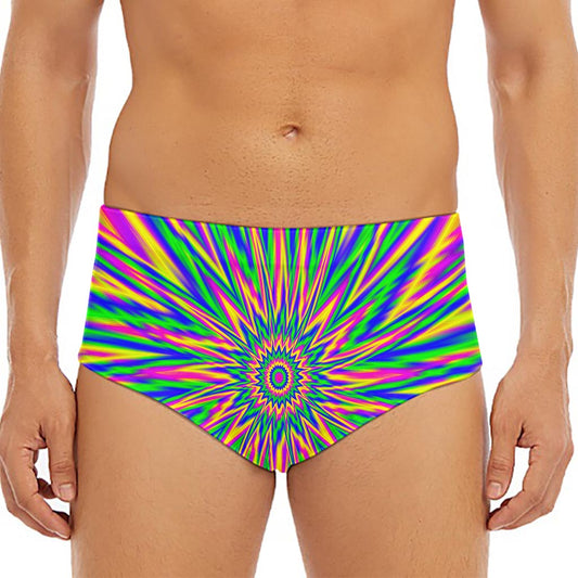 Vibrant Psychedelic Optical Illusion Men's Triangle Swim Briefs